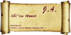Jóna Ahmed névjegykártya